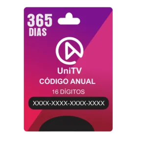 Cartão de recarga UniTV anual 365 dias com código de ativação de 16 dígitos para renovar assinatura UniTV