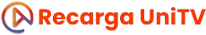 Logomarca Recarga UniTV com ícone do UniTV e nome em laranja